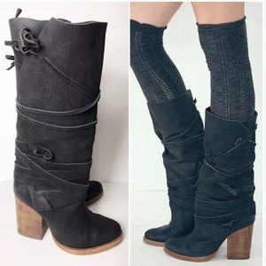 Free People 7 Black Royal Rush Leather Suede Boots